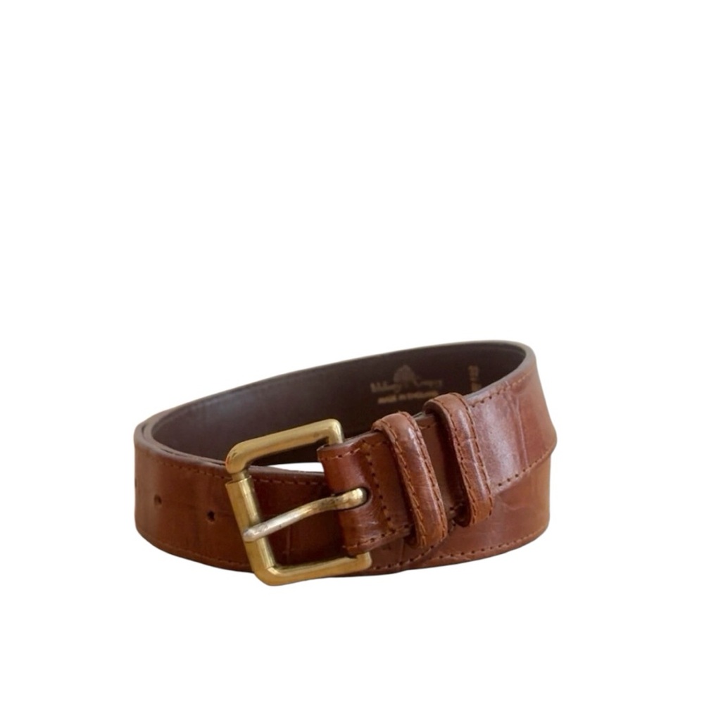 Vintage Mulberry Designer Classic Brown Leather Embossed Belt‎ Size 32/80
